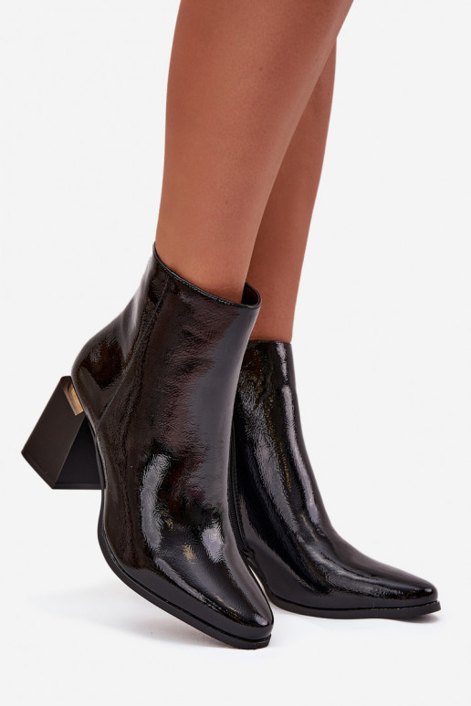avec effet vernis réchauffer Bottes pour femmes en cuir écologique couleur noire Brivelle