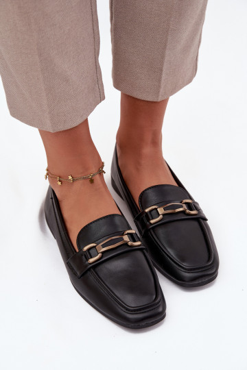 Mocassins pour femmes ornés couleur noire "Priscelle"