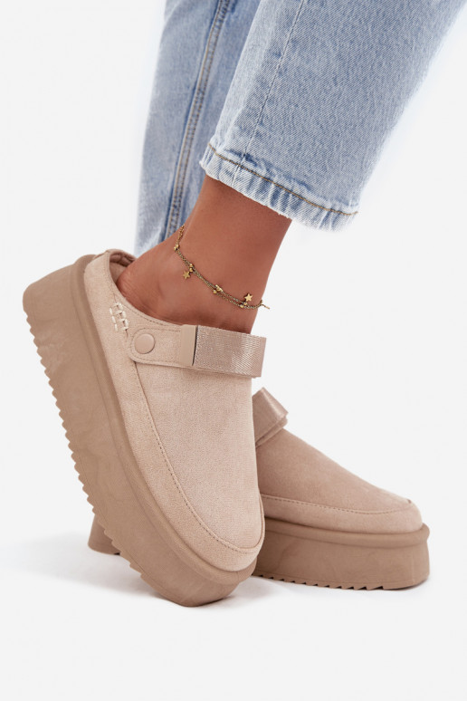 Bottes de neige Féminin avec une plateformeavec fermoir adhésifem couleur ivoire Jorielle