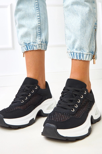 Baskets noires sur plateforme avec zircons "Inga" 2