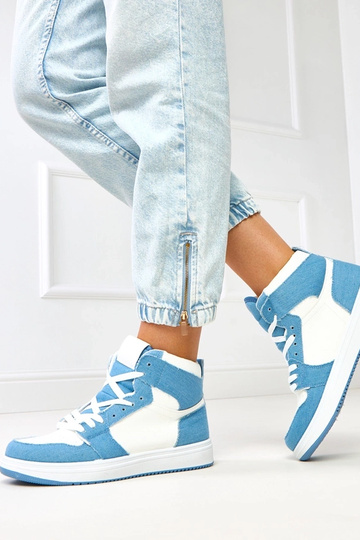 Baskets hautes au-dessus de la cheville avec motifs en denim "Kasna"