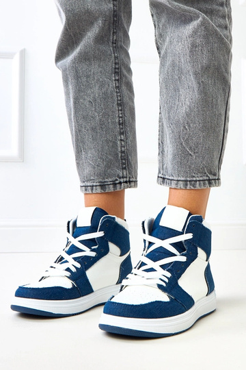 Baskets hautes au-dessus de la cheville avec motif en denim sombre "Kasna"