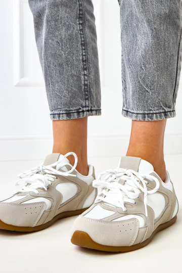 Baskets blanches et sable avec double lacet Casey
