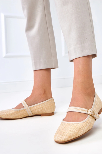Ballerines tressées couleur sable avec boucle Nonana 2