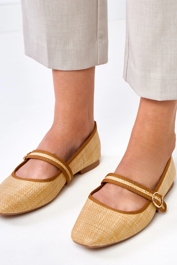 Ballerines tressées marron avec boucle Nonana 2