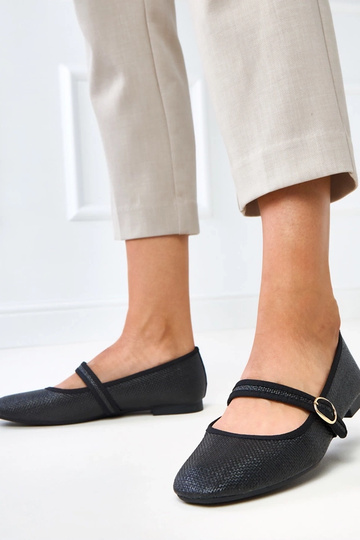 Ballerines tressées noires avec boucle Nonana