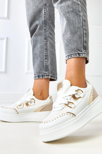 Baskets blanches avec plateforme et couture tressée Lina