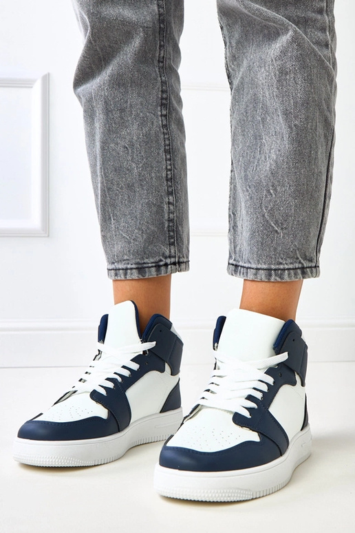 Baskets montantes blanches et bleu...