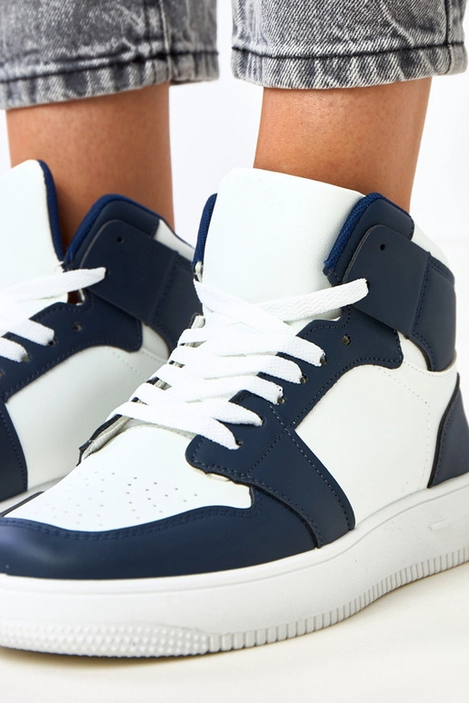 Baskets montantes blanches et bleu...