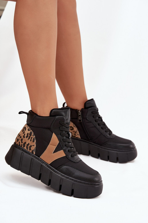 Peau Bottes pour femmes avec une plateforme réchauffer Vinceza 66838 couleur noire Peau Bottes pour femmes avec une plateforme réchauffer Vinceza 66838 couleur noire