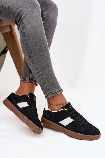 Chaussures sportives en daim noires pour femmes Vinceza 14029