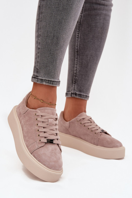 en daim Chaussures modèle baskets Féminin avec une plateforme Vinceza 79578 beige en daim Chaussures modèle baskets Féminin avec une plateforme Vinceza 79578 beige