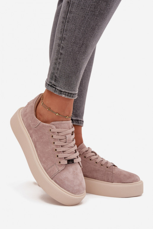 en daim Chaussures modèle baskets Féminin avec une plateforme Vinceza 79578 beige en daim Chaussures modèle baskets Féminin avec une plateforme Vinceza 79578 beige