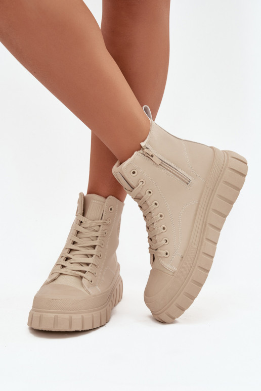 réchauffer Chaussures de loisirs avec une plateforme en cuir écologique Big Star SS274535 beige réchauffer Chaussures de loisirs avec une plateforme en cuir écologique Big Star SS274535 beige