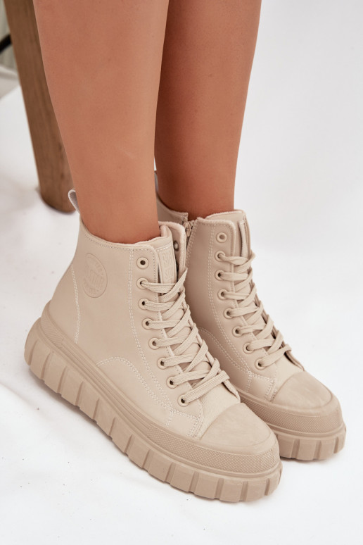 réchauffer Chaussures de loisirs avec une plateforme en cuir écologique Big Star SS274535 beige réchauffer Chaussures de loisirs avec une plateforme en cuir écologique Big Star SS274535 beige