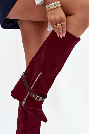 bottes pour femmes Un modèle convaincant avec des talons avec des talons décorés Bourgogne Jolivine