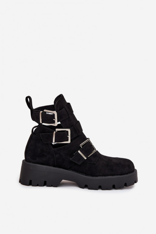 Bottes pour femmes avec des bandes I couleur argentmi avec bouclesmi couleur noire Helisse Bottes pour femmes avec des bandes I couleur argentmi avec bouclesmi couleur noire Helisse