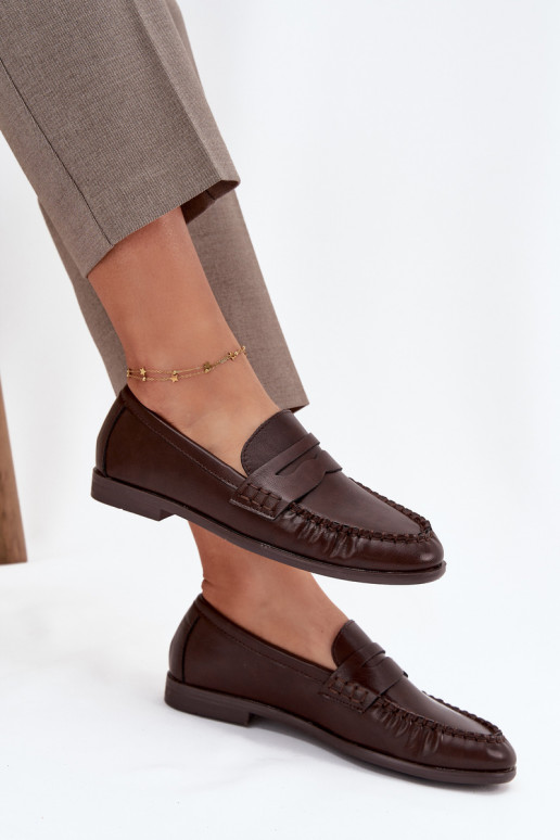 chaussures Mocassins Féminin en cuir écologique marron Lilith chaussures Mocassins Féminin en cuir écologique marron Lilith