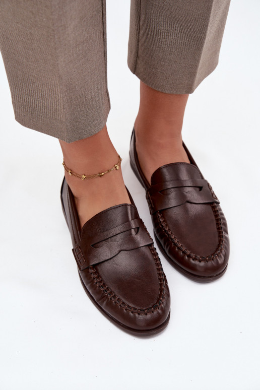 chaussures Mocassins Féminin en cuir écologique marron Lilith chaussures Mocassins Féminin en cuir écologique marron Lilith