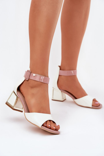 Sandales laquées pour femme avec des talons couleur blanche Zennia