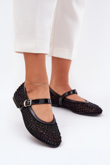 Décoré Ballerines Féminin avec des sangles I avec boucles couleur noire Avirae 2