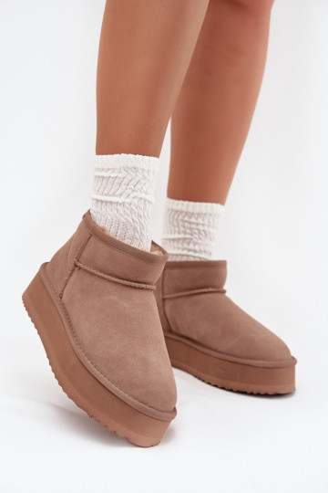 Bottes de neige en daim pour femmes avec plateforme Vinceza 97962 couleur sable 2