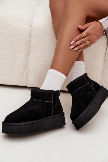 Bottes de neige en daim pour femmes avec plateforme Vinceza 97962 couleur noire