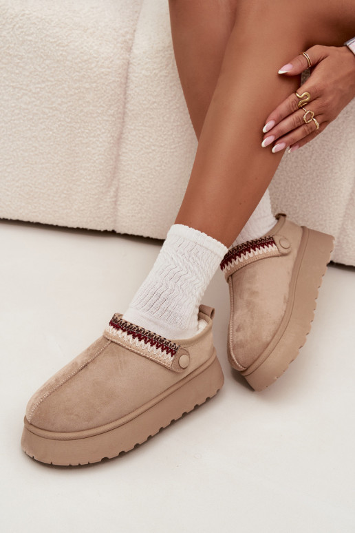 Bottes de neige Le bas des femmesRuchomym Bandesem I Haftem avec une plateforme couleur ivoire Lyrisse