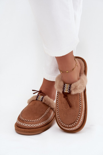 Chaussons Féminin avec un manteau de fourrure I Haftem marron Perivelle 2