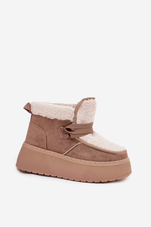 Bottes de neige Féminin avec une plateforme avec un manteau de fourrure beige Florivelle Bottes de neige Féminin avec une plateforme avec un manteau de fourrure beige Florivelle