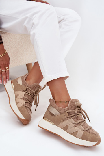 réchauffer Chaussures modèle baskets Féminin avec une plateforme beige Juvira 2