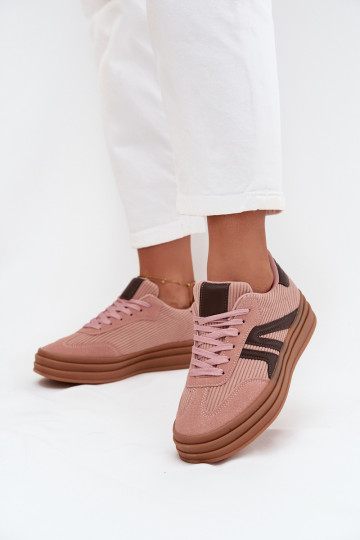 Velours Chaussures modèle baskets Féminin avec une plateforme couleur rose Skye 2