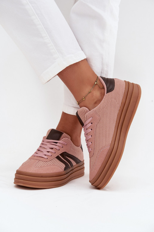 Velours Chaussures modèle baskets Féminin avec une plateforme couleur rose Skye