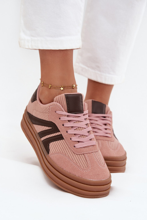 Velours Chaussures modèle baskets Féminin avec une plateforme couleur rose Skye