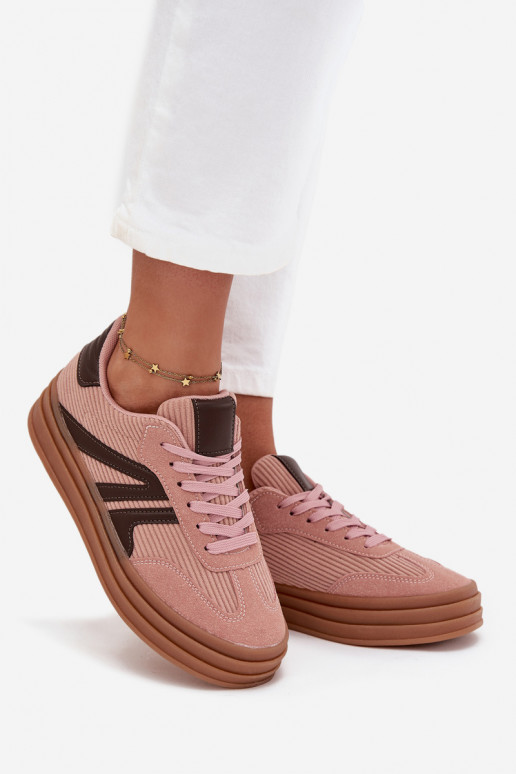 Velours Chaussures modèle baskets Féminin avec une plateforme couleur rose Skye