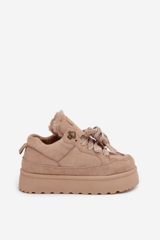 avec des lacets Bottes de neige Féminin avec une plateforme réchauffer avec de la fourrure à l intérieur beige Tavelle avec des lacets Bottes de neige Féminin avec une plateforme réchauffer avec de la fourrure à l intérieur beige Tavelle