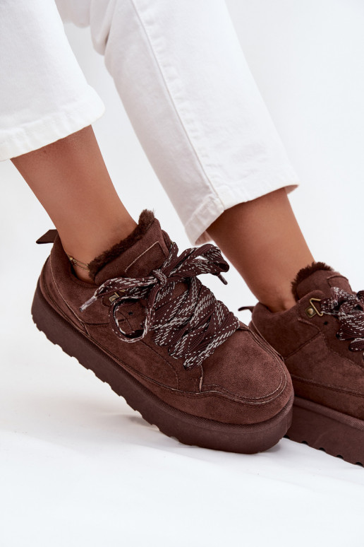 avec des lacets Bottes de neige Féminin avec une plateforme réchauffer avec de la fourrure à l intérieur marron Tavelle avec des lacets Bottes de neige Féminin avec une plateforme réchauffer avec de la fourrure à l intérieur marron Tavelle