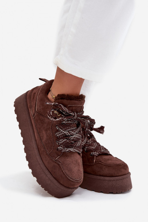 avec des lacets Bottes de neige Féminin avec une plateforme réchauffer avec de la fourrure à l intérieur marron Tavelle avec des lacets Bottes de neige Féminin avec une plateforme réchauffer avec de la fourrure à l intérieur marron Tavelle
