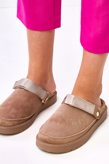 Mules marron avec velcro Miluska