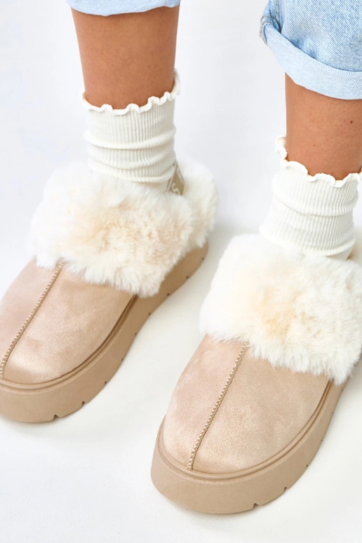 Bottes de neige courtes beiges...