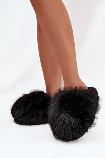 Pantoufles pour femmes avec fourrure Iseline couleur noire 2