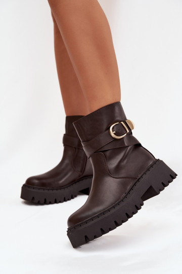 réchauffer Bottes pour femmes avec boucles dorées CzekoladoÀe Elanore 2