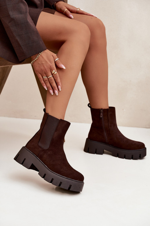 bottes élégantes Féminin réchauffer Au Château en daim écologiqueoÀe CzekoladoÀe Fivienne