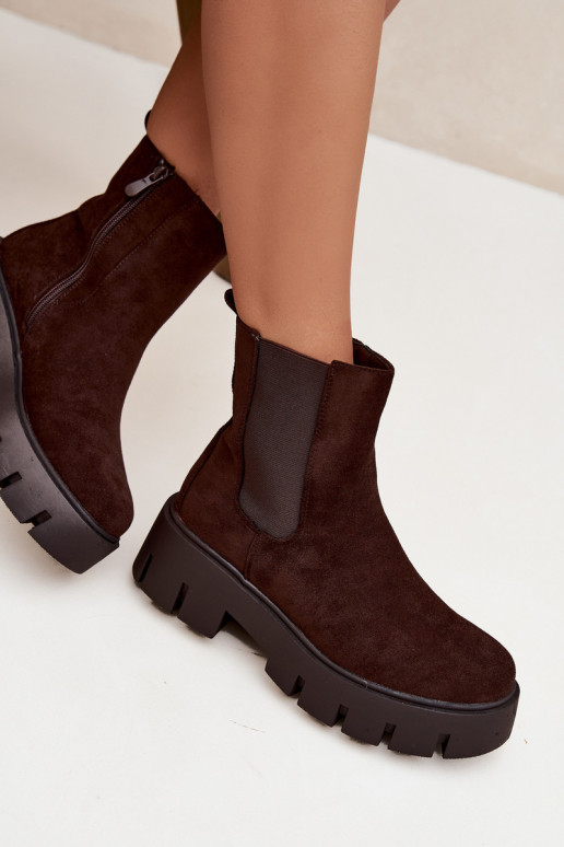 bottes élégantes Féminin réchauffer Au Château en daim écologiqueoÀe CzekoladoÀe Fivienne