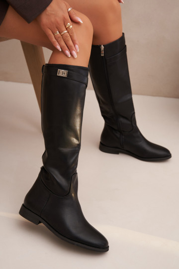réchauffer bottes pour femmes avec des talons larges avec des sangles I couleur argentm Detalem couleur noire Geraline