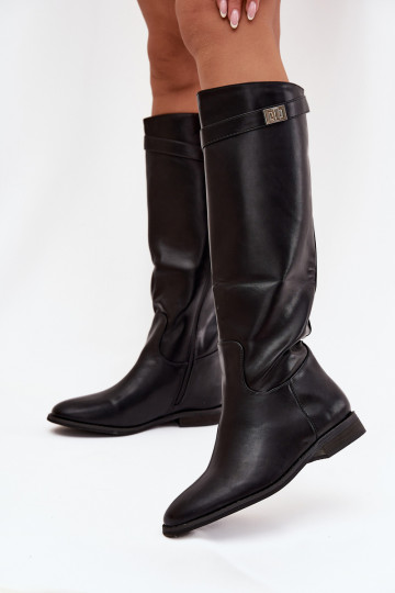réchauffer bottes pour femmes avec des talons larges avec des sangles I couleur argentm Detalem couleur noire Geraline 2