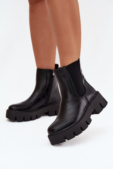 bottes élégantes Féminin réchauffer Au Château Eko Peau couleur noire Fivienne 2