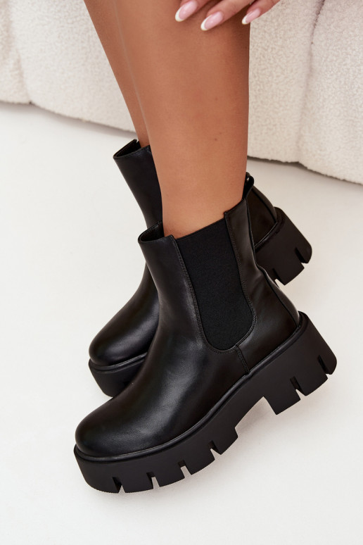 bottes élégantes Féminin réchauffer Au Château Eko Peau couleur noire Fivienne