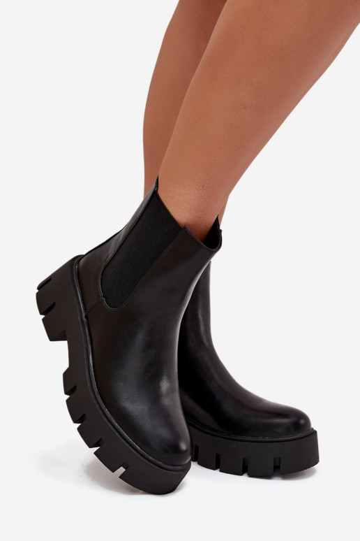 bottes élégantes Féminin réchauffer Au Château Eko Peau couleur noire Fivienne