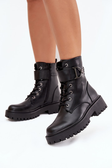 Bottines de travail Fémininréchauffer avec des talons décorés couleur noire Ulivine 2